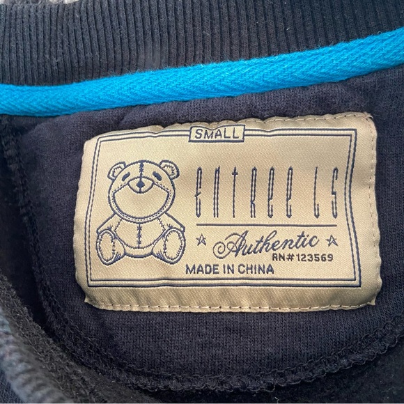 ENTREE LS Men’s Mixed Media Sweatshirt Black Faux Leather Pullover Small - Picture 2 of 5